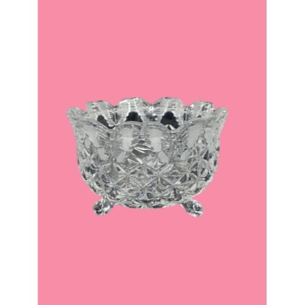 Vintage Hofbauer Papillon Lead Crystal Butterfly 3 Footed Bowl – 4.5” Decorative